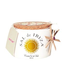 Sal de Ibiza Fleur de Sel, Holidays Ceramic Pot 140 gr (5.3 Oz)