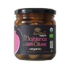 Campomar Nature Organic Hojiblanca Olives / Garlic & Oregano (KOSHER) 350 g (12.34 Oz)