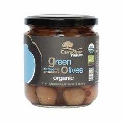 Campomar Nature Organic Green Olives Stuffed w/Anchovy 350 g. (12.34 Oz)